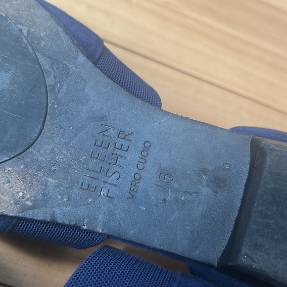 Eileen Fisher blue Flute Suede Flats size 6 mules slip-on - Picture 6 of 8